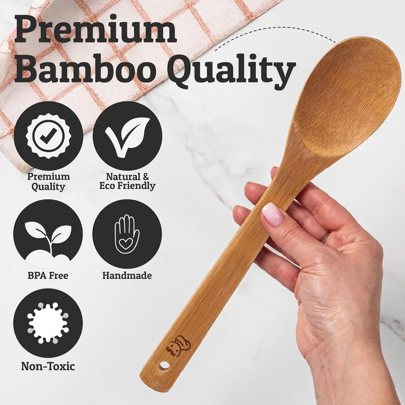 Priority Chef PriorityChef Wooden Spoons for Cooking, 8Pc Non Scratch Bamboo Cooking Utensils, Non-Toxic Wooden Utensil Set, Easy to Clean Kitchen Utensils Set for Everyday Use on All Cookware Types - Image 4